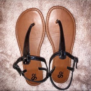 Black T Strap Sandals (BOGO 50% OFF,details below)